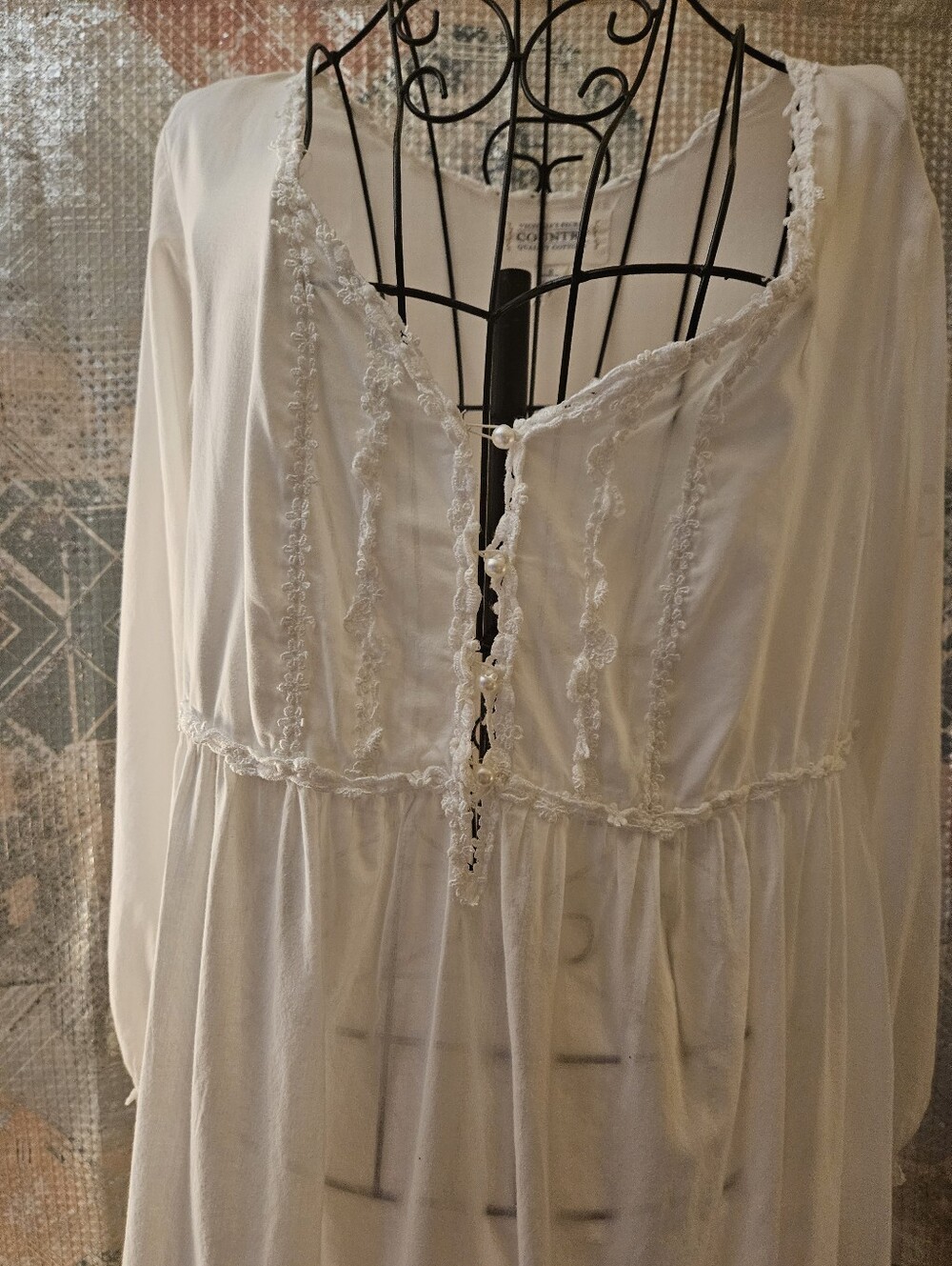 Victoria's Secret Boho Lace-Trim Maxi Nightgown Dress in Cream - Picture 2 of 6